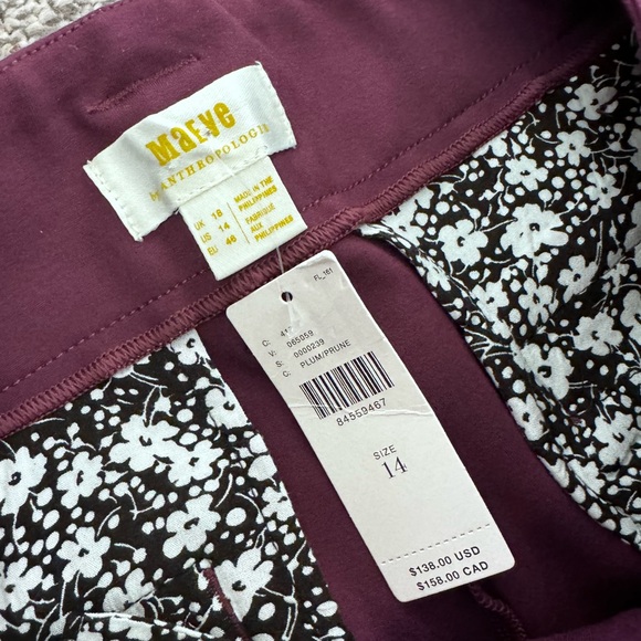 NWT Maeve Anthropologie The Naomi Ponte Wide-Leg Flare Pants Size 14 Plum - Picture 7 of 7